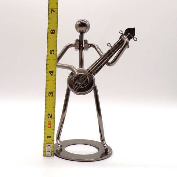 Art Nuts And Bolts Man Banjo Player Metal Musician Welded Sculpture